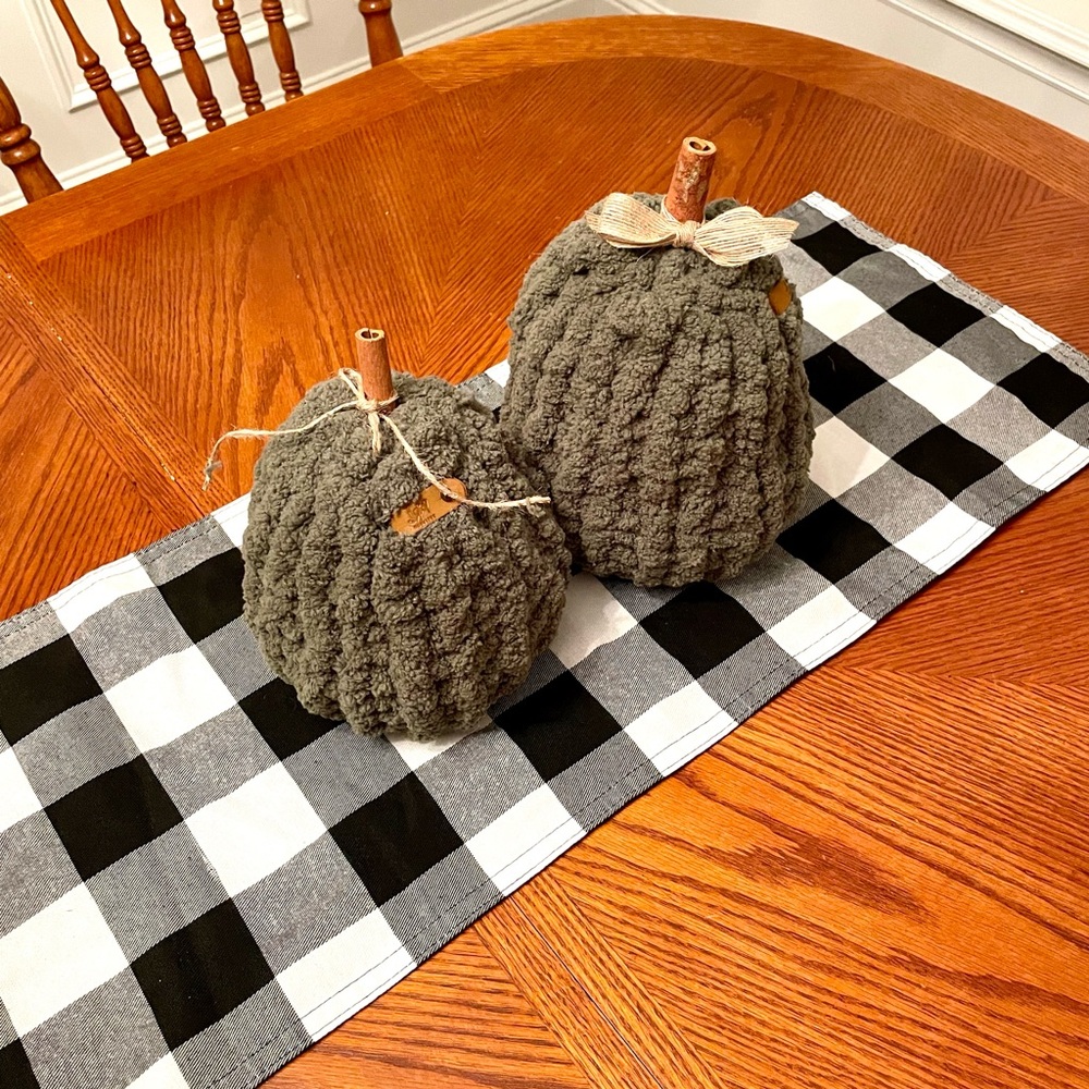 Set of two Green Pumpkins | Fall home decor